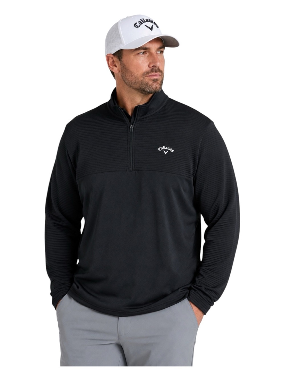 Callaway Men’s 2XLT Black‎ Quarter Zip Golf Pullover Performance Long Sleeve